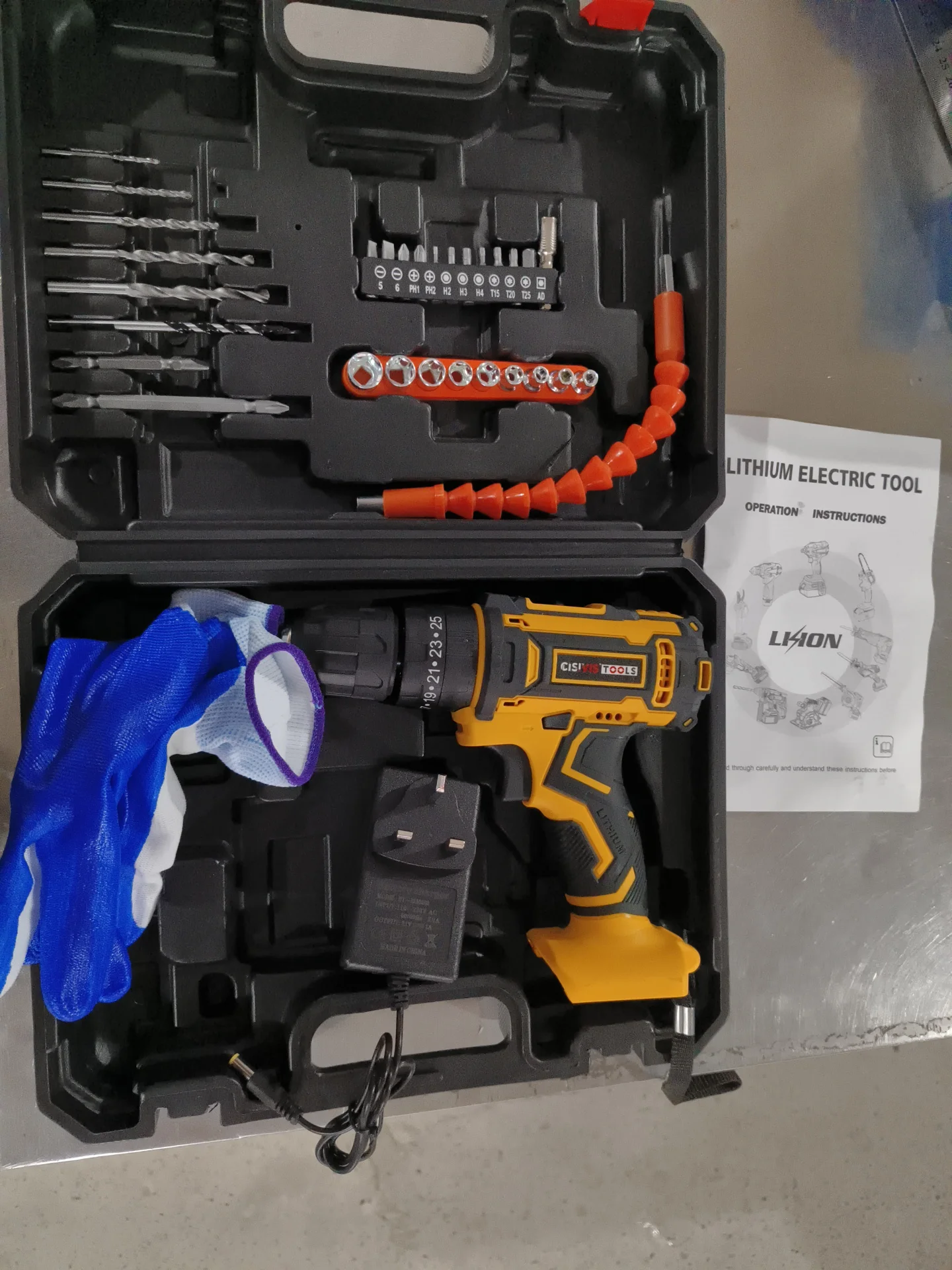 New 21v Cordless Power Drill Driver 36pcs Electric Screwdriver Set Impact Hammer Drill Tools