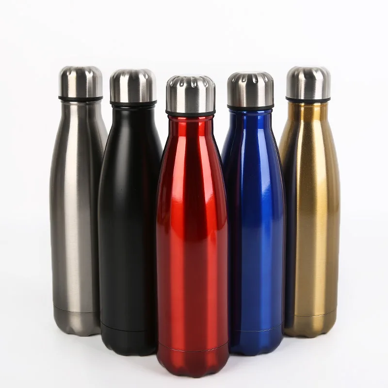 350ml,500ml,750ml,1000ml, 1 Liter Metal Doubl Wall Stainless Steel Cola Shape Vacuum Insulated Sport Water Bottle