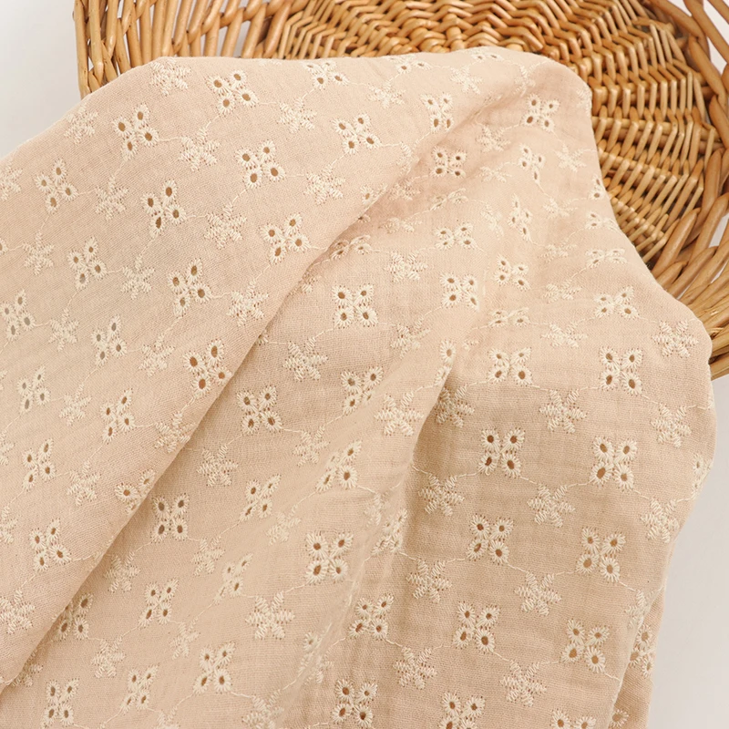 new sale baby size 100% organic cotton gauze muslin embroidery fringe blanket  fabric