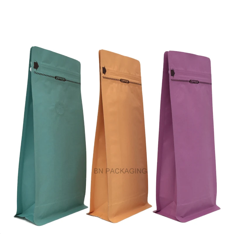 Green products for the environment compostable box bottom Kraft paper coffee bag with zipper
