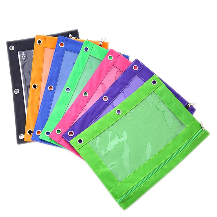 Paul Cezanne Hot Selling Pencil Pouch For 3 Rings Binder Wholesale Pencil Zipper Pouch with Mesh Window for Students