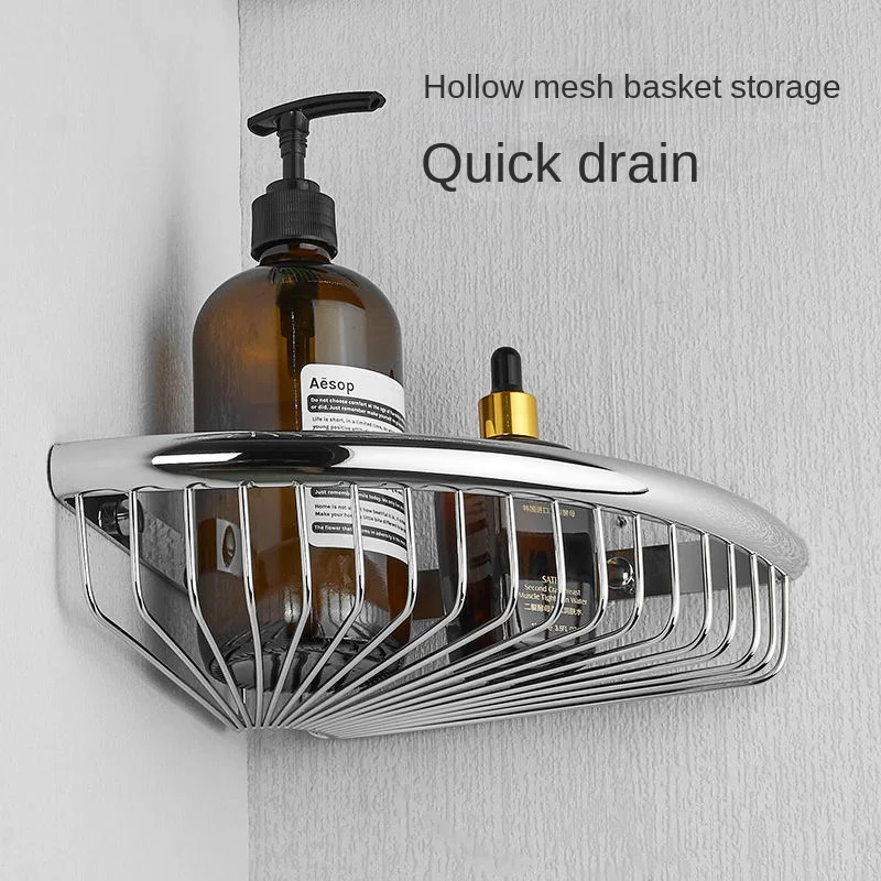 Black Punch-free 304 Stainless Steel Bathroom Line Triangle Rack Iron Bracket Wall Mounted Decorative Corner Shelf For Home