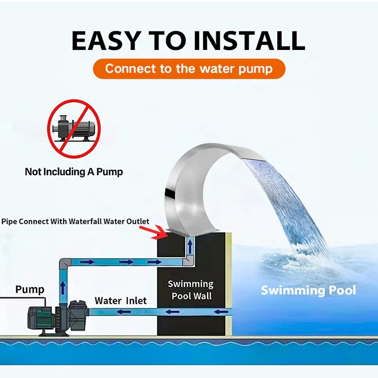 High Quality 304 Stainless Steel Indoor Swimming Pool Water Curtain Fountain Pool Waterfall