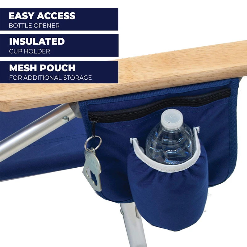 Portable Foldable Tommy Bahama 5-Position Classic Lay Flat Folding Backpack Straps Aluminum Low Beach Chair With Wooden Armrests