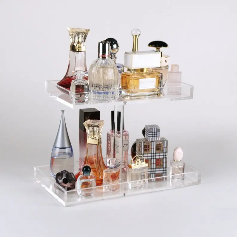 Customized acrylic 3 tier perfume display stand wholesale Makeup Organizer
