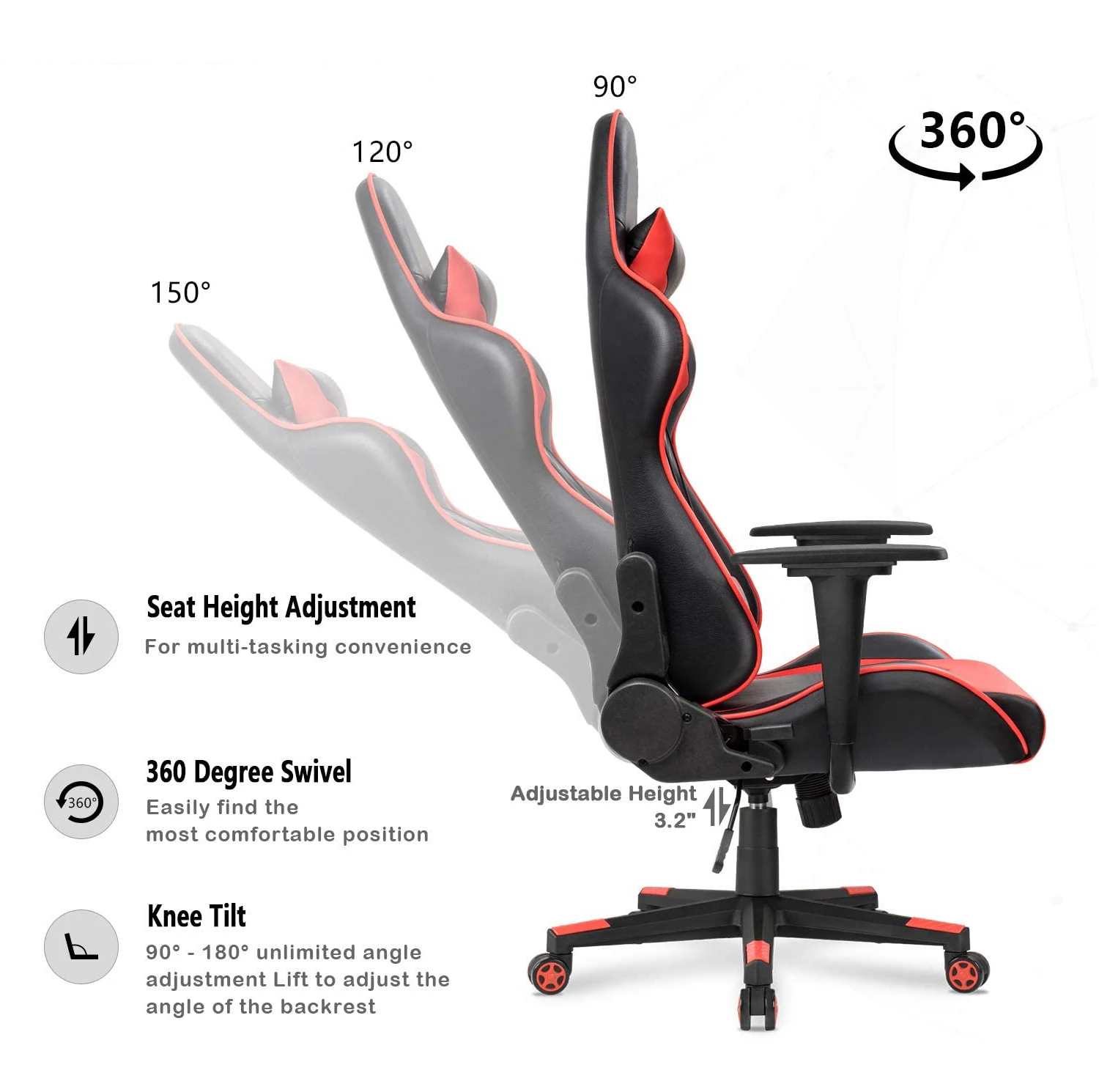 Gaming Chair 2022 Cheap Leather Fabric Pillow Reclining White PC Gamer Racing Style Office Computer Racing Chair with Wheels