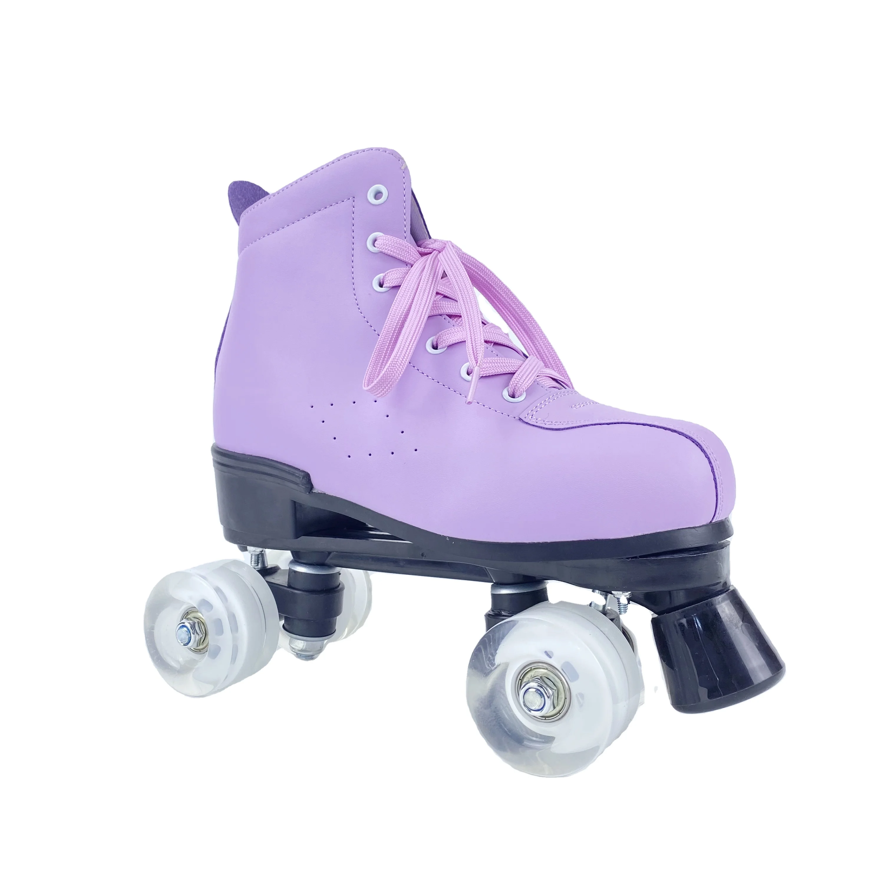 PU Leather High-top Roller Skates Four-Wheel Roller Skates Shiny Roller Skates for Girls Unisex