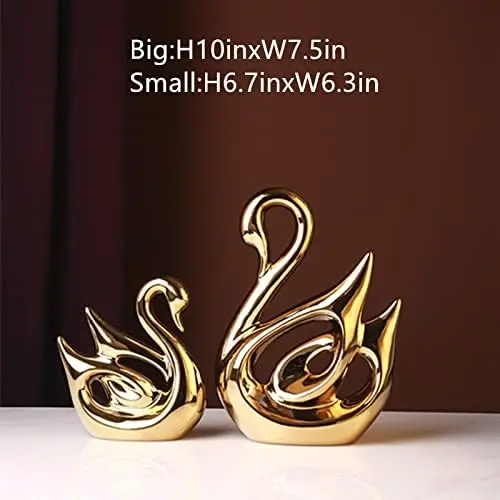 Gold Swan Figurines Decor Sculpture Statues Home Living Room Accessories Ceramics Clearance Large Knick Knacks Indoor Elegantes