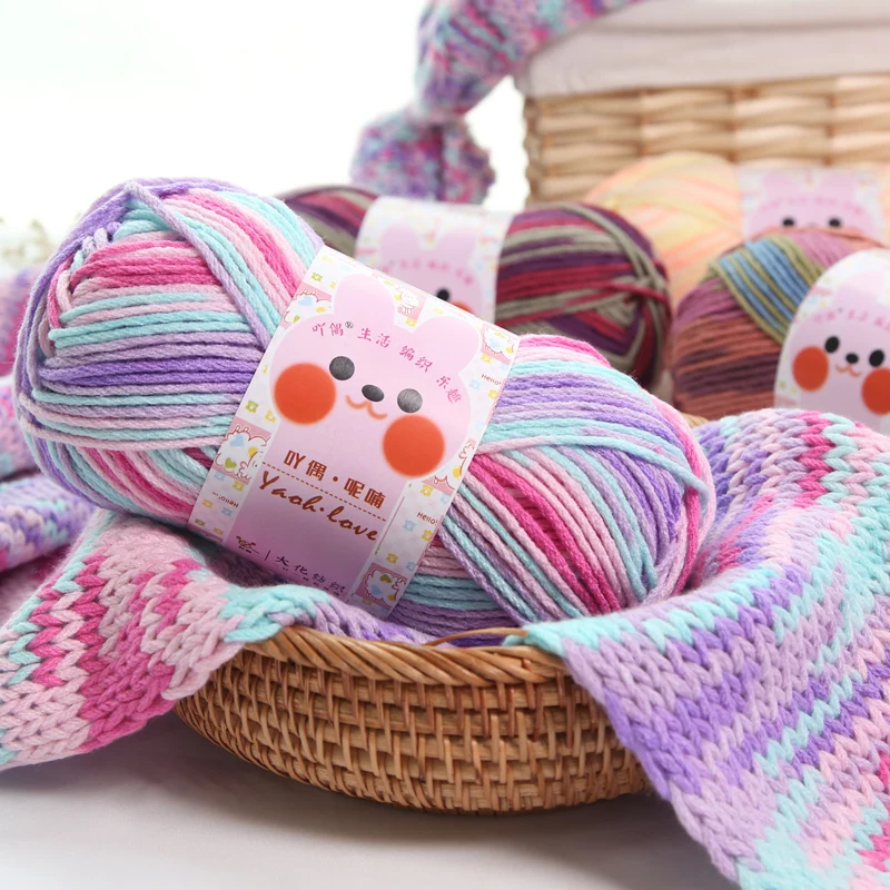 Hot sale milk cotton yarn 50g crochet yarn mixed color cotton blended yarn for hand knitting