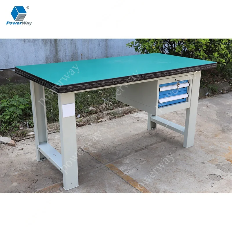 Powerway Heavy Duty Work Station Steel Work Bench with Two-Layer Drawers