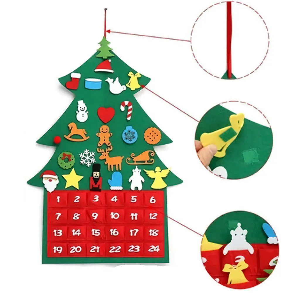 Customized diy felt christmas tree wall hanging Christmas Calendar xmas gifts
