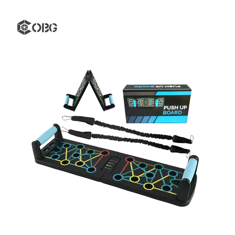 Wholesale Foldable Home Fitness Portable Multifunctional Push Up Board with Resistance Bands