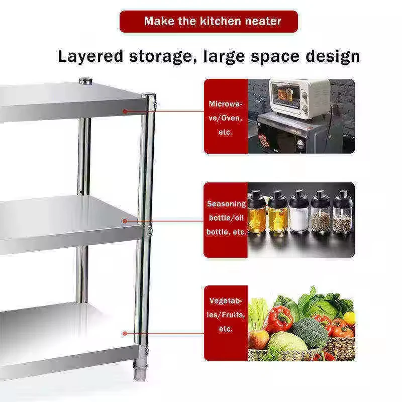 Commercial stainless steel vegetable rack high grade durable kitchen storage rack Shelf for Sale