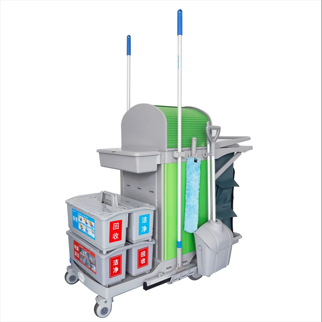 ECG cleaning supplies light weight commercial use plastic mop double bucket wringer cleaning trolley