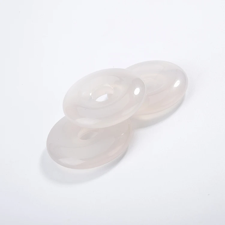 
Hot sale round brilliant cut grinding and polishing natural donut white chalcedony for fashion bracelet 
