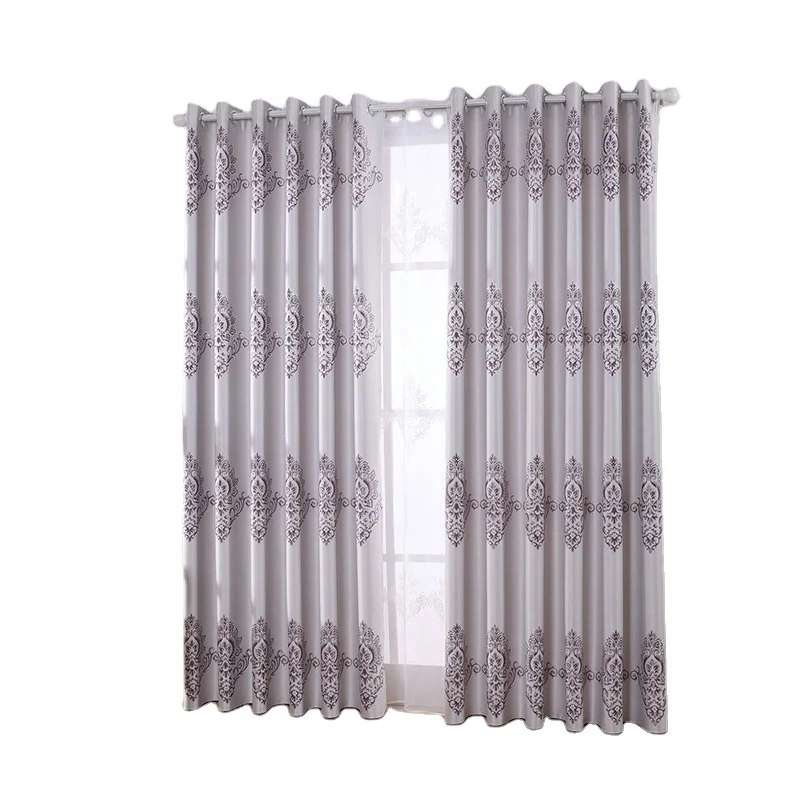 A new generation of 100% polyester smooth embroidered curtains, hot-selling luxury curtains with reduced room temperature/