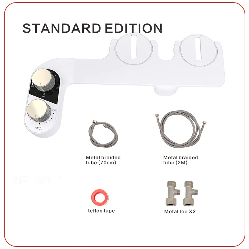 Ultra Slim Cold Water Bidet Toilet Attachment Dual Nozzle Self-Cleaning Bide Smart Non Electric Toilet Bidets