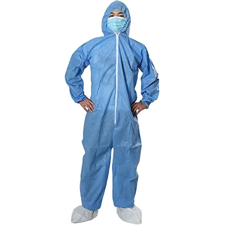 Type5/6 PP Microporous Disposable Coverall Non Woven Protective Coverall With Hood