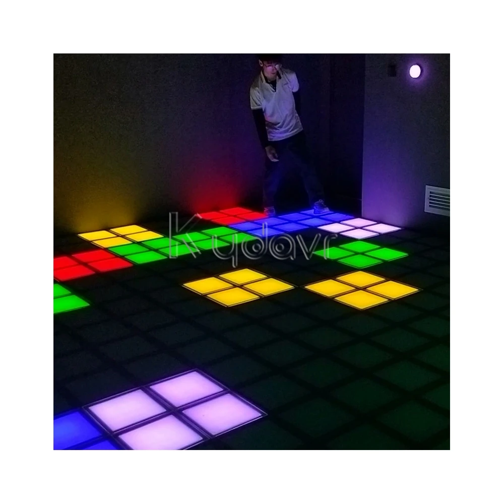 Indoor amusement activate park led light wall floor 30x30cm mega relay pixel jump grid dance game fun and engagement