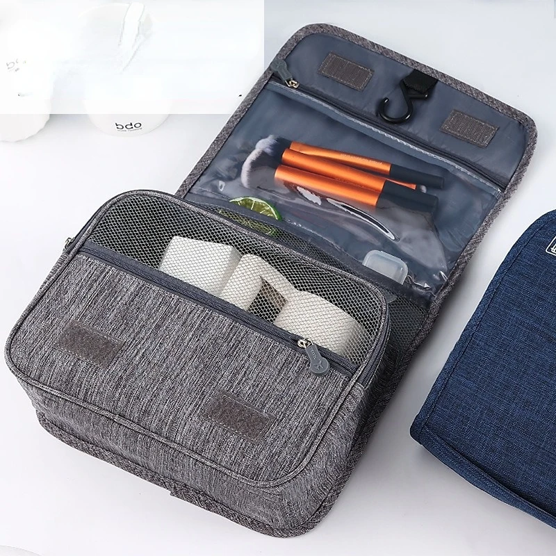 Makeup Bag Logo Custom Organizer Foldable Cosmetic Wash Kit Travel Toiletry Bag Hanging Roll-up