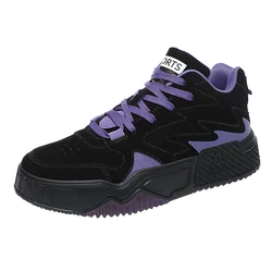 2022 New four seasons thick soles high top sports shoes with anti-fleece splicing personality waterproof outdoor shoes for men