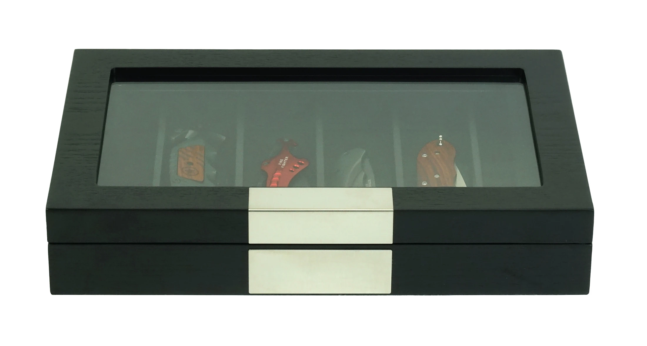 Sonny Custom 6 Slots Black Wood Display Box for Pocket Knife Storage