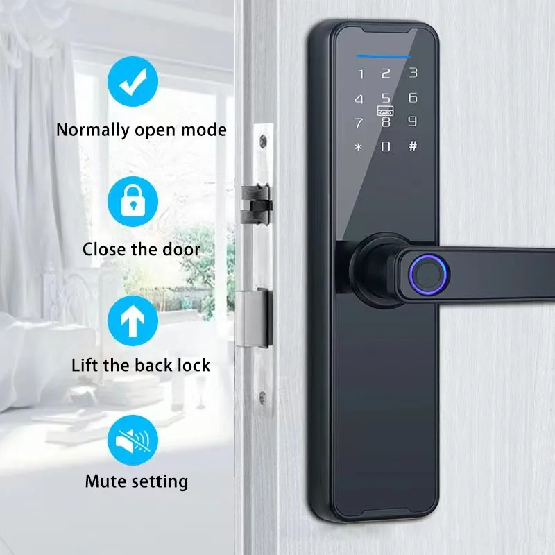 Lock Smart Door Hotel Electronic Security Fingerprint Digital System Lock Wifi Intelligent Double Handle Home Smart Door Lock