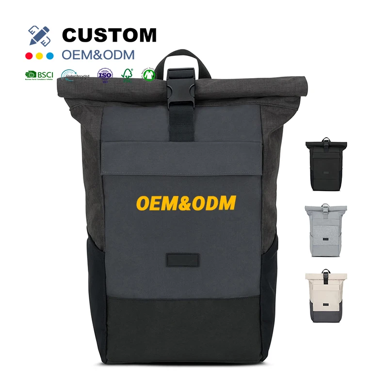 Custom Lightweight Casual Daypack Roll Top Backpack Travel Laptop Backpack Waterproof Rolltop Backpack