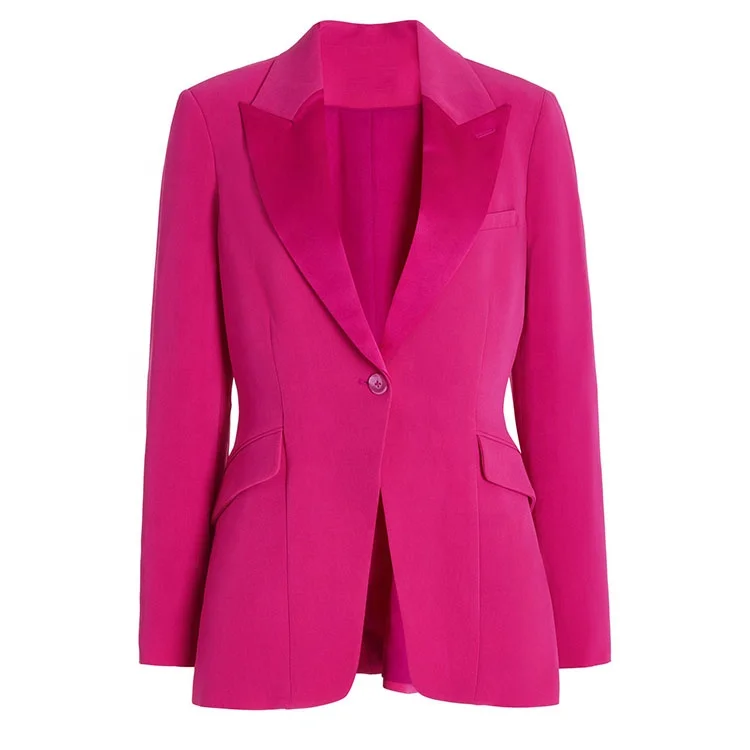 Designer Manufacturer OEM ODM Single Breasted Classic Crepe 4-Button Sleeve Peaked Lapel Flap Pocket Blazer