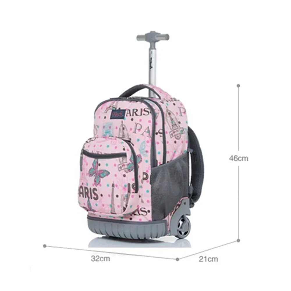 Children Rolling Backpack Kids School Wheeled Backpack Travel Luggage Trolley Bags for Girls