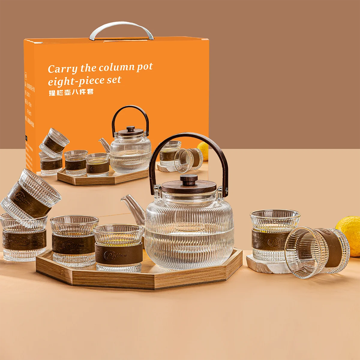 glass tea pot factory wholesale bulk buying glass tea pot cup set glass jug cup set with tray