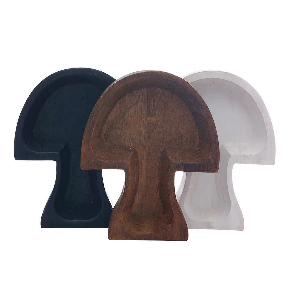 Mushroom Shape Wooden Dough Bowls  Dough Bowl Candle Hand Carved Wood Bowl Candle Hand-Poured 100% Soy Candle Wax