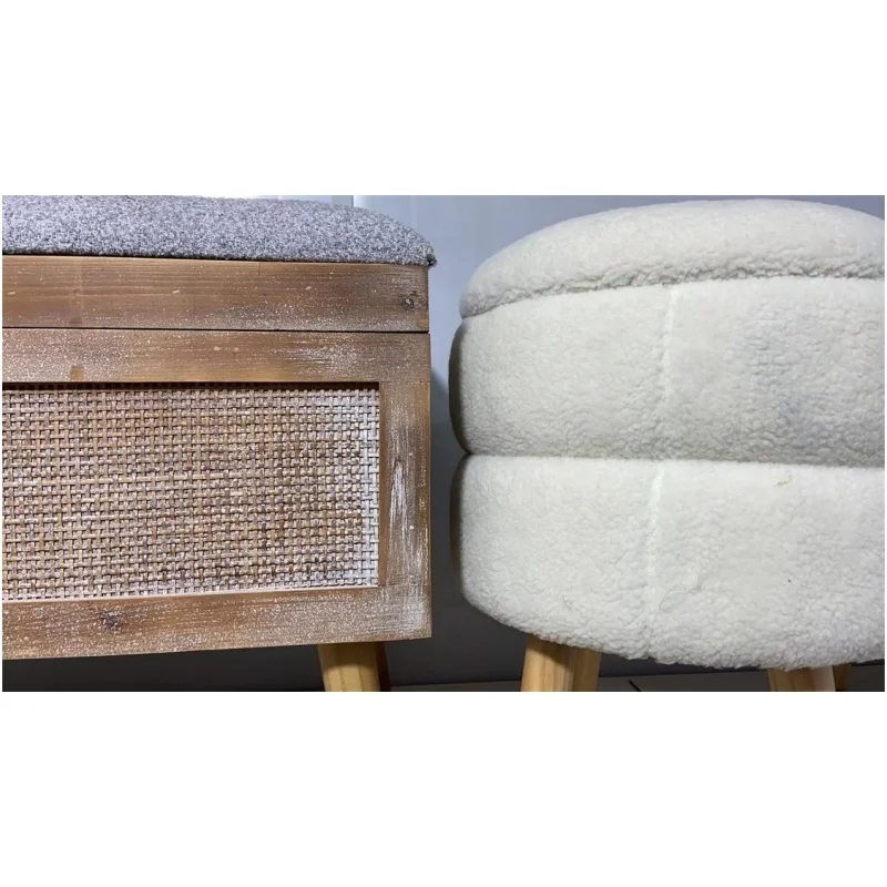 Fuzhou Fytch velvet footstool mushroom ottoman modern living room furniture small lamb wool ottoman make up stool