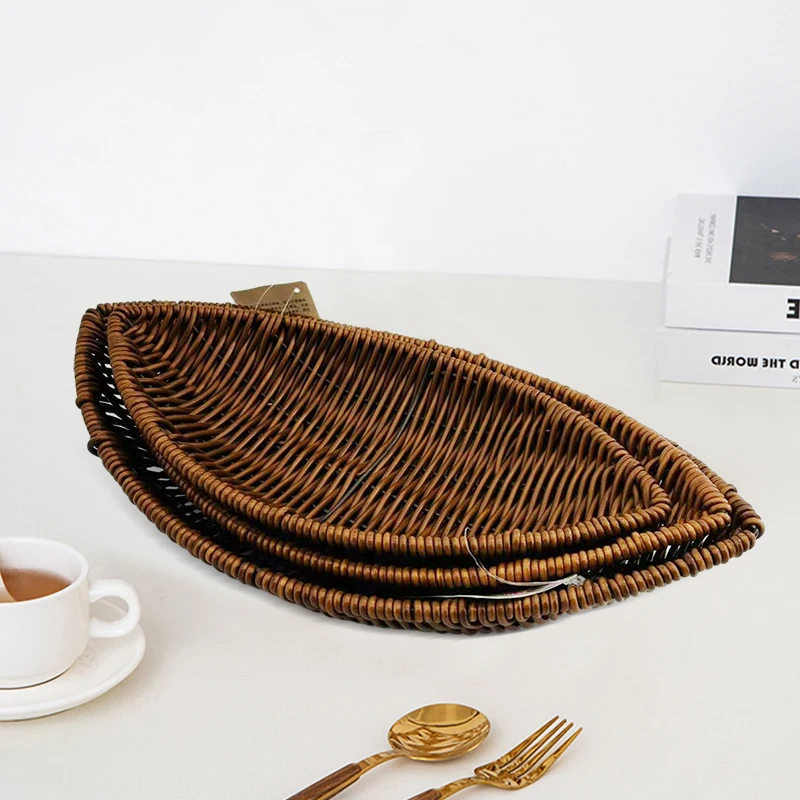 high quality custom wholesale storage basket multi-function woven fusiform rattan kitchen basket