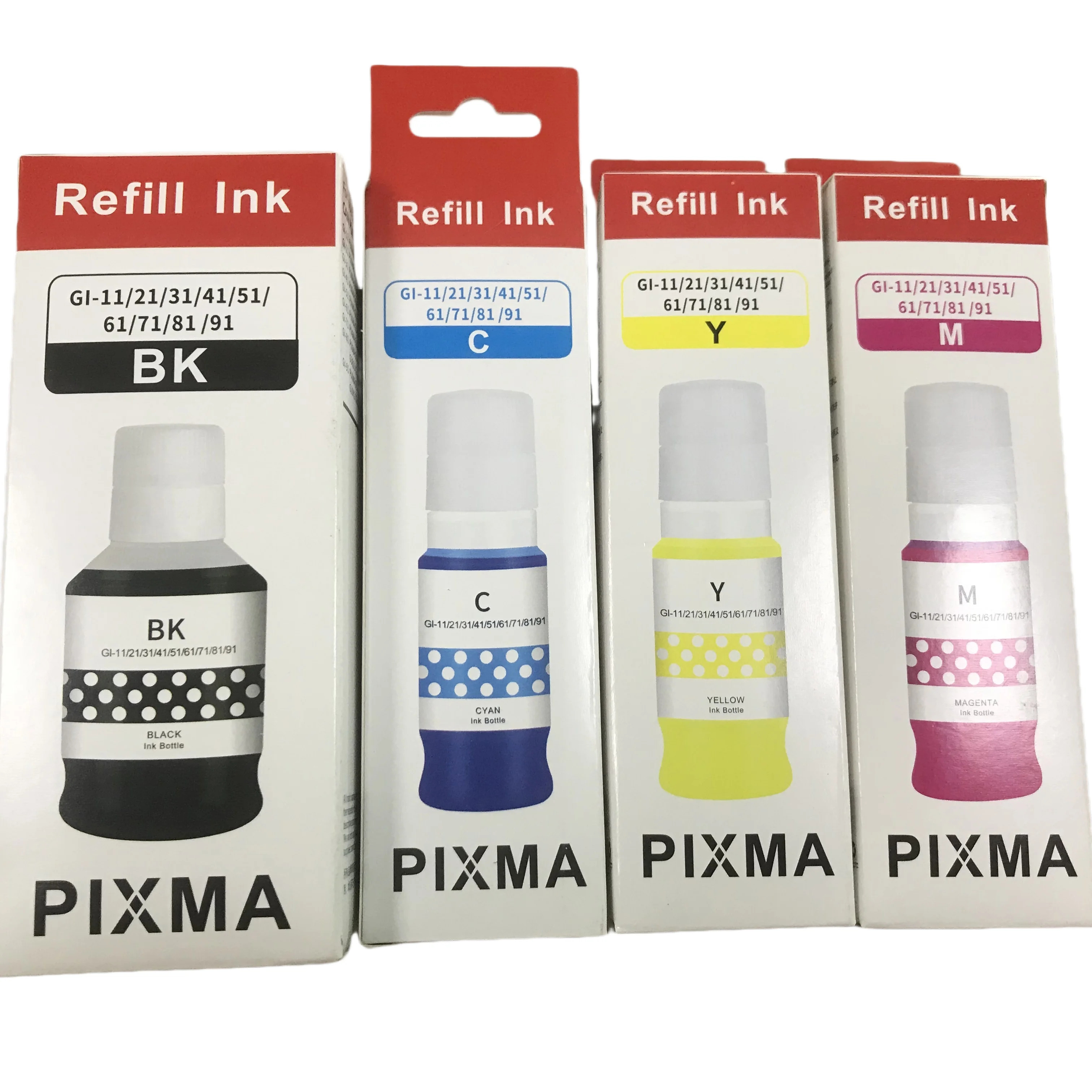 PIXMA GI-11/21/31/41/51/61/71/81/91 K/Y/C/M Compatible Refill Ink for CANON PIXMA G2160/G3160/G1220/G2260/G3260/G3360/G1330