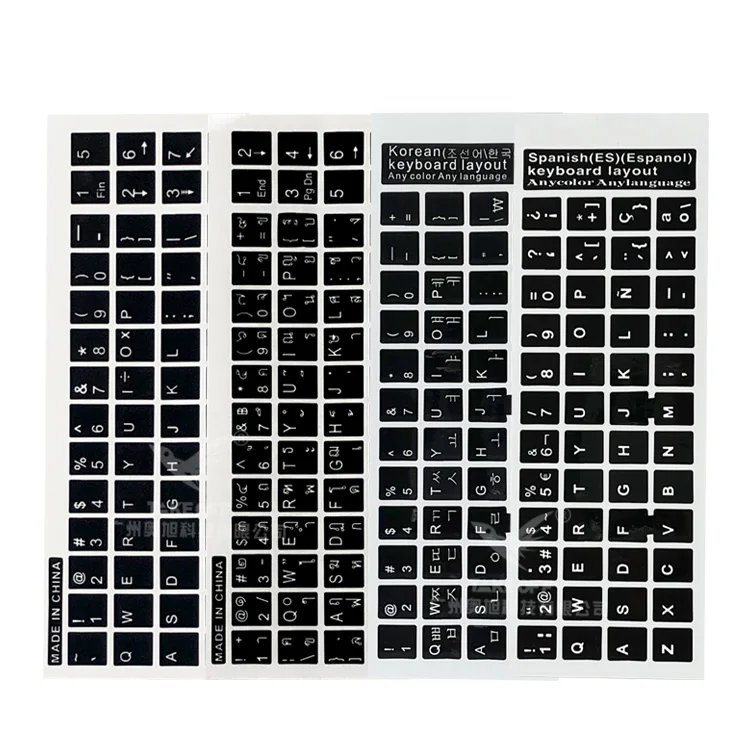 Custom Keyboard Key Sticker Label Laptop Glossy English/Thai/Spanish/Korean Keyboard Sticker