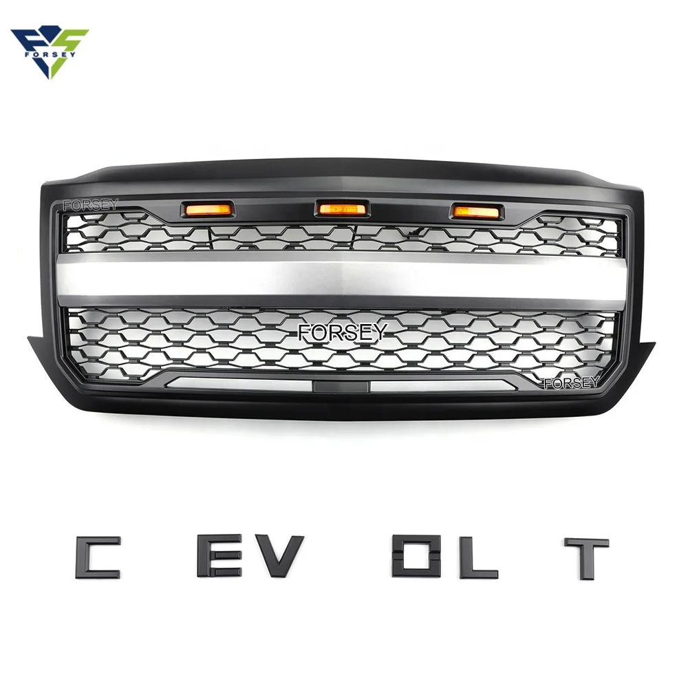 Chevy Car auto front bumper Grille fit for Silverado Chevrolet 2016 2017 2018 Replacement Mesh Grille With LED