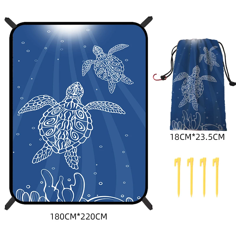 Outdoor Camping Large Quick Dry Wateresistant Sand Proof Beach Mat with Corner Pockets Portable Bag