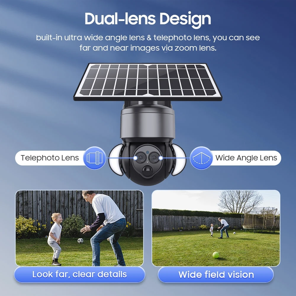Custom Logo 6MP 4G HD PIR Human Detection PTZ Security System 12X Zoom 4G SIM Card Outdoor Solar CCTV Camera