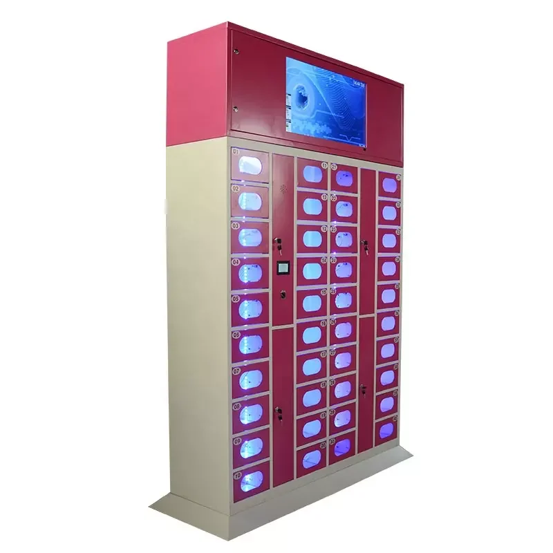Commercial LCD Display Advertising Charging Kiosk Secure Pin Lock Lockers Mobile Phone Charging Station