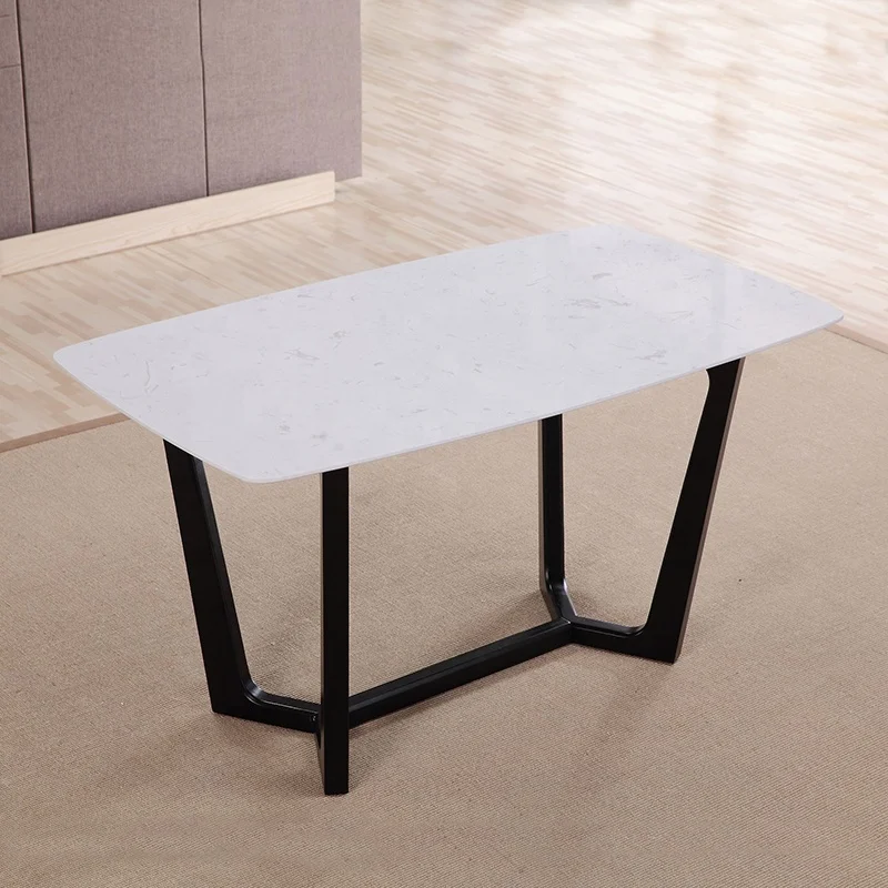 Solid Wood Frame With Quartz Stone Top Dining Table Sets For Restaurant