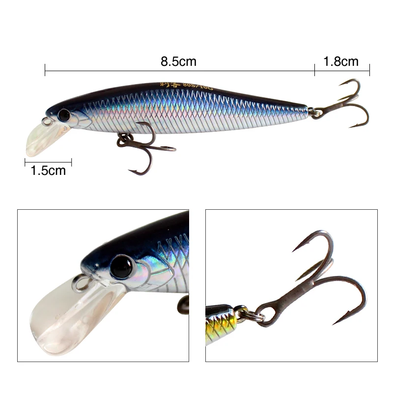NEPTUNE SPEAR 5 Piece/Box Artificial Hard Bait Long-Range Slow Sinking Fishing Lure Minnow Set