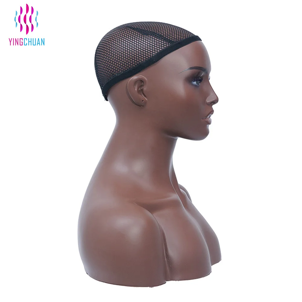 Makeup Mode Black Mannequin Head Realistic Female Mannequin Head With Shoulders For Wigs