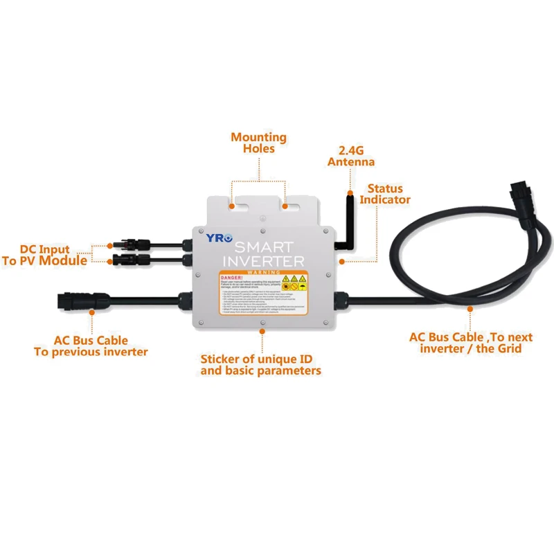 YRO Solar System on Grid Pv Micro Inverter 1200w Power Supply Waterproof IP65 120V Connect WIFI Enphase