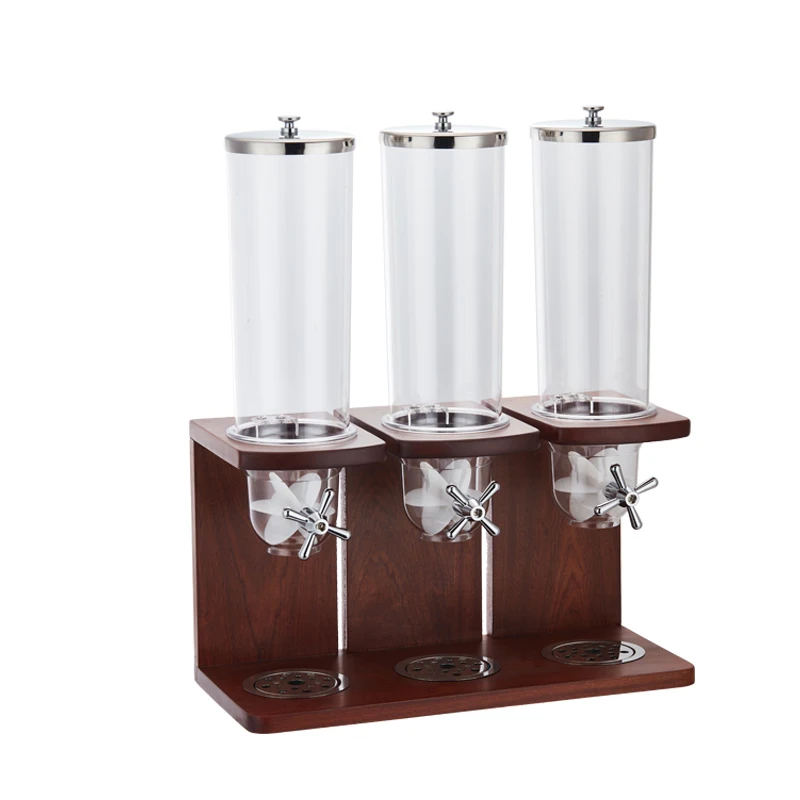 Wholesale Commercial Self-serve Buffet Shop Supermarket Plastic Wooden Gravity Bins Bulk Dry Food Dispenser