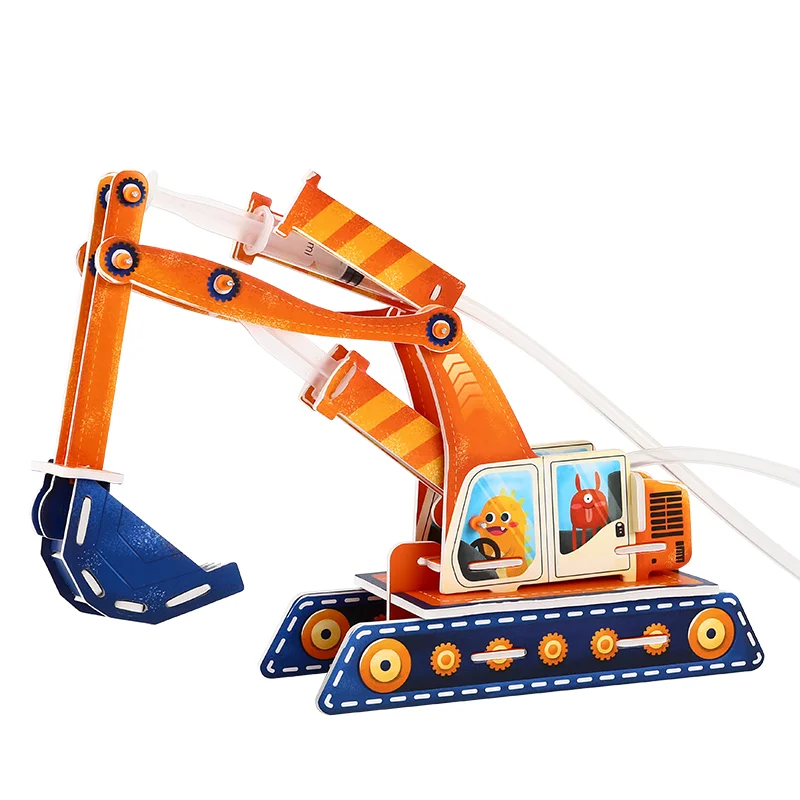 Science education assembly toys hydraulic excavator children educational toys diy excavator toys for sale