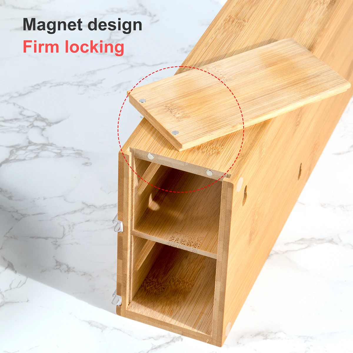 Wholesale Bamboo Aluminum Plastic Wrap Organizer and Tin Foil Dispenser with Cutter and Roller Foil