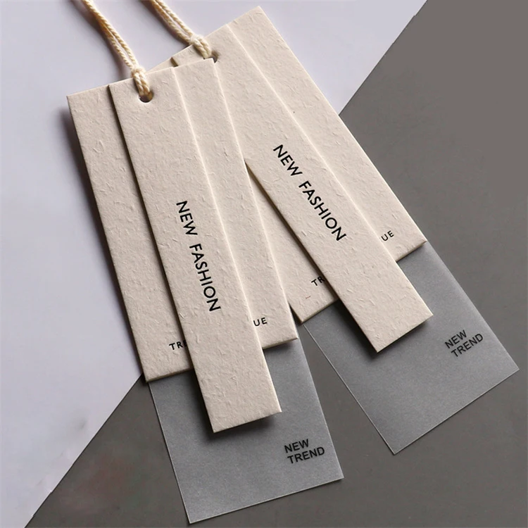 Custom Luxury Garment Swing Tags Clothes Label print Name logo Plastic hang tag with string paper hangtags For Clothing own logo