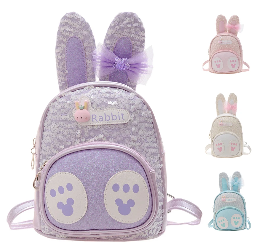 New Fashion Kid Rabbit Backpack for Girl Sequin Design Children School Bag Kindergarten Bags