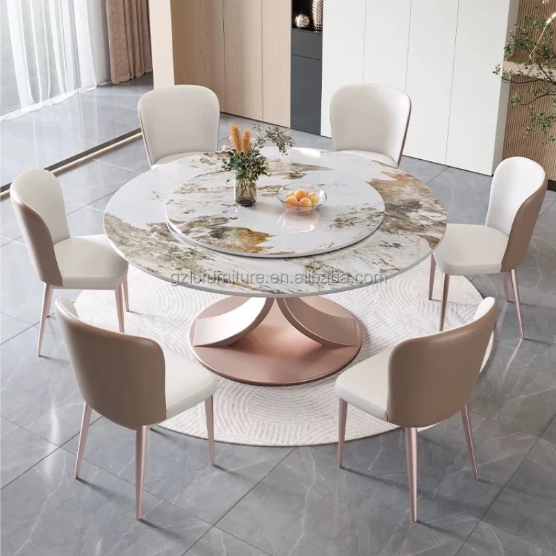 Hot Sales Modern Round Dining Table Set Sintered stone Table  Metal Legs Home Furniture for Kitchen and Dining Room Manufacturer